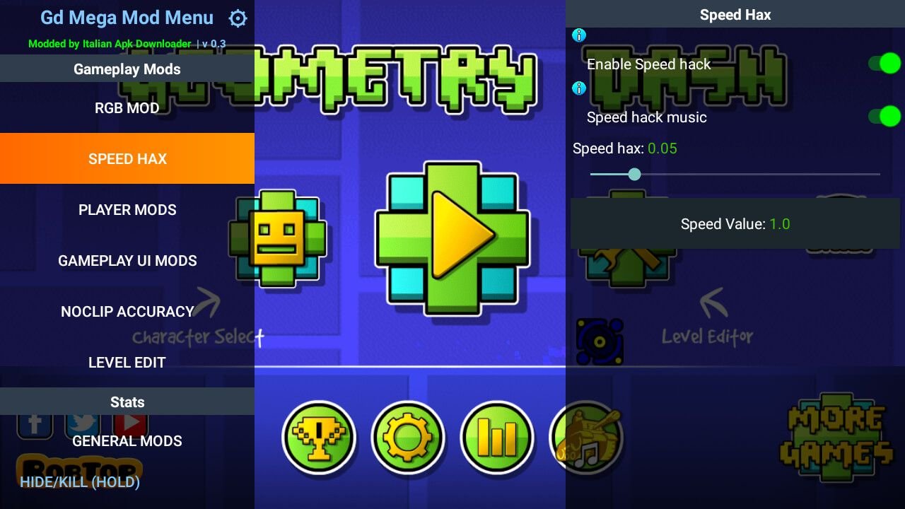 Изображение к игре Geometry Dash Мод меню